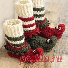 Носки эльфов для всей семьи связанные крючком