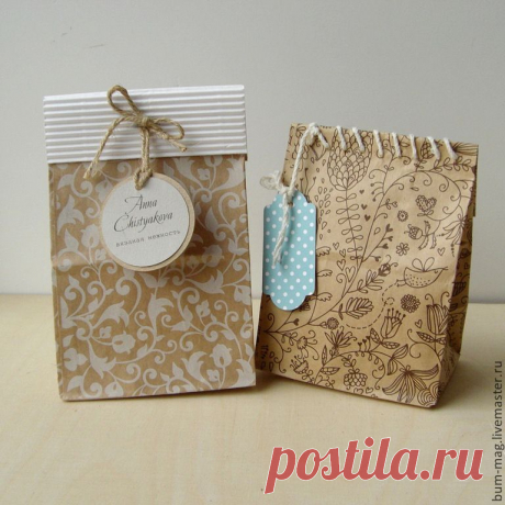 Крафт-пакет С ПРИНТОМ (10х19х7см) - упаковка для подарка,подарочный пакет