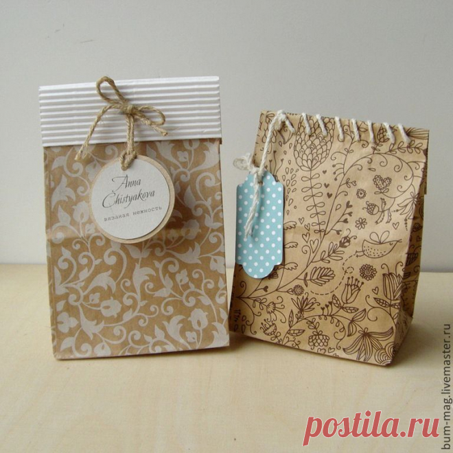 Крафт-пакет С ПРИНТОМ (10х19х7см) - упаковка для подарка,подарочный пакет