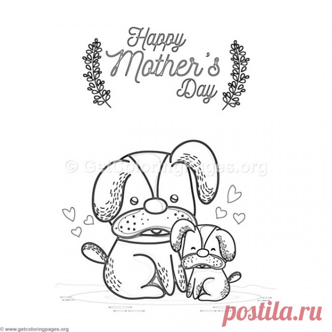 Cute Cartoon Dog Happy Mother&#8217;s Day Card Coloring Pages &#8211; GetColoringPages.org
