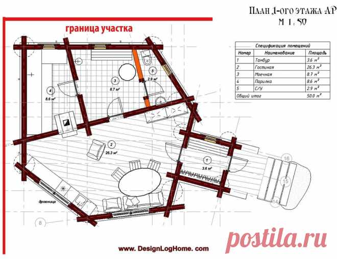 БАНЯ -51м2 - "DesignLogHome-Studio"-индивидуальное проектирование деревянных рубленных домов и бань.