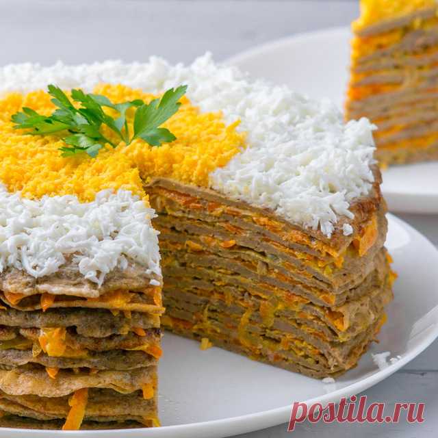 Нежный,вкусный печеночный торт с гречкой