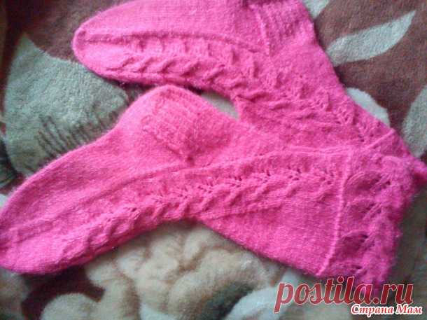 Вяжем одновременно два носочка LEAFY SOCKS