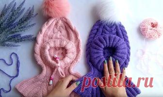 Детская шапка шлем (Вязание спицами)