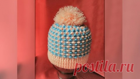 Женская шапка крючком для начинающих. Women's hat crochet for beginners.