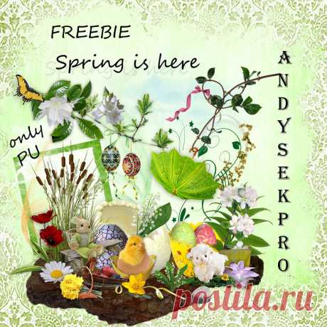 Яркий пасхальный скрап-набор «Spring is here»