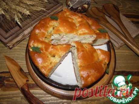 Заливной купустный пирог с копченой курицей