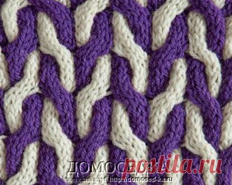 Двухцветные косы спицами | ДОМОСЕДКА