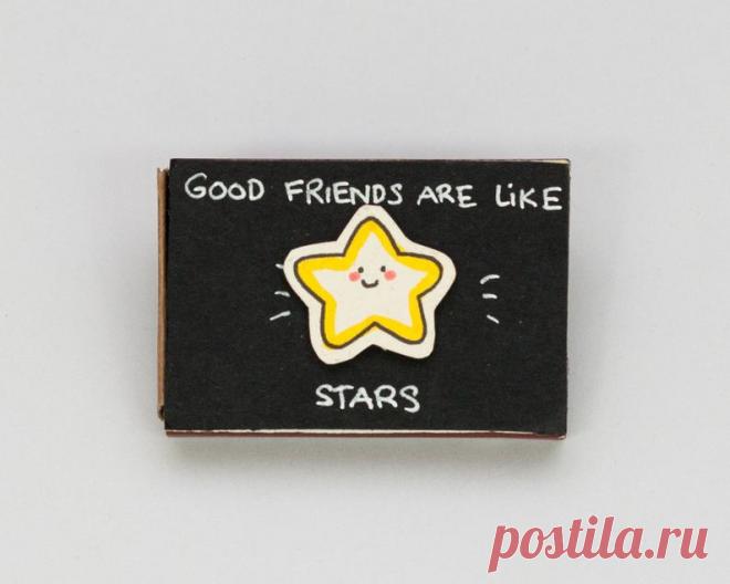 Симпатичная карта Дружбы Matchbox / подарочная коробка / хорошие друзья / Etsy
