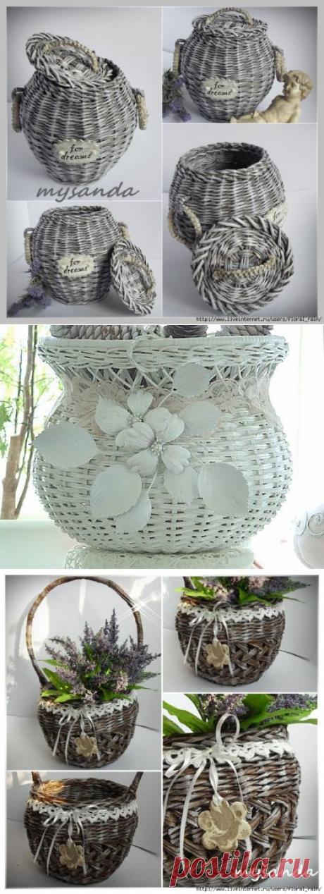 Идеи плетения корзин из газет-2 | Своими руками