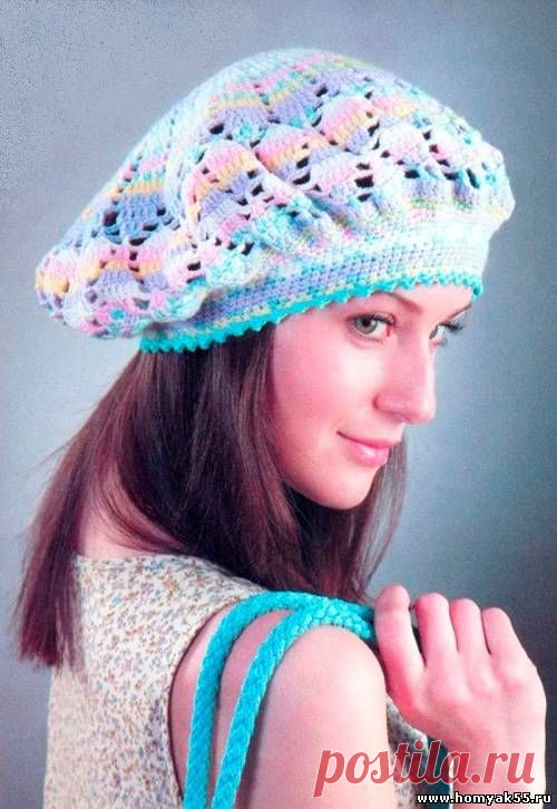 Ажурный меланжевый берет