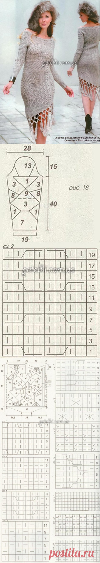 Вязаное платье из 21 узора