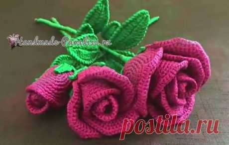 Лиловые розы крючком