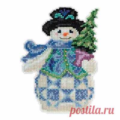 Evergreen Snowman Beaded Counted Cross Stitch Kit Mill Hill 2015 Jim Shore JS205101 Evergreen Snowman Beaded Counted Cross Stitch Kit 2015 - Mill Hill Jim Shore Winter Series JS205101 - Evergreen Snowman is one of three unique snowman stitchery pieces from the award winning artist Jim Shore. Materials Included: Mill Hill Glass Beads, Mill Hill 14 Count Perforated Paper, floss, needles, and chart with complete illustrated instructions. Design Size: 3.5 inches wide x 5 inches high (8.9 x 12.7 cm).