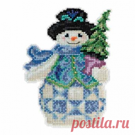 Evergreen Snowman Beaded Counted Cross Stitch Kit Mill Hill 2015 Jim Shore JS205101 Evergreen Snowman Beaded Counted Cross Stitch Kit 2015 - Mill Hill Jim Shore Winter Series JS205101 - Evergreen Snowman is one of three unique snowman stitchery pieces from the award winning artist Jim Shore. Materials Included: Mill Hill Glass Beads, Mill Hill 14 Count Perforated Paper, floss, needles, and chart with complete illustrated instructions. Design Size: 3.5 inches wide x 5 inches high (8.9 x 12.7 cm).