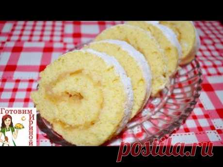 Вкуснейший бисквитно-яблочный рулет за 20 минут!