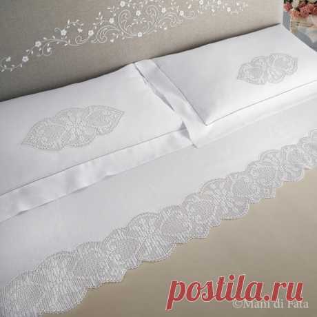 Scheme to realize the crochet filet inserts and border of the queen's size bedsheet