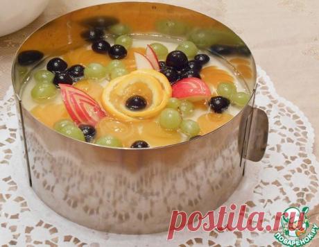 Творожно-желейный торт с фруктами