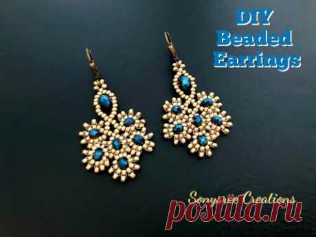 Персиковые серьги / / DIY серьги из бисера | / как сделать серьги из бисера