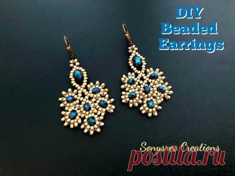 Персиковые серьги / / DIY серьги из бисера | / как сделать серьги из бисера