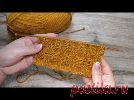 Ажурный узор спицами – рюши | Openwork knitting pattern | Ajurlu burgu modeli - YouTube