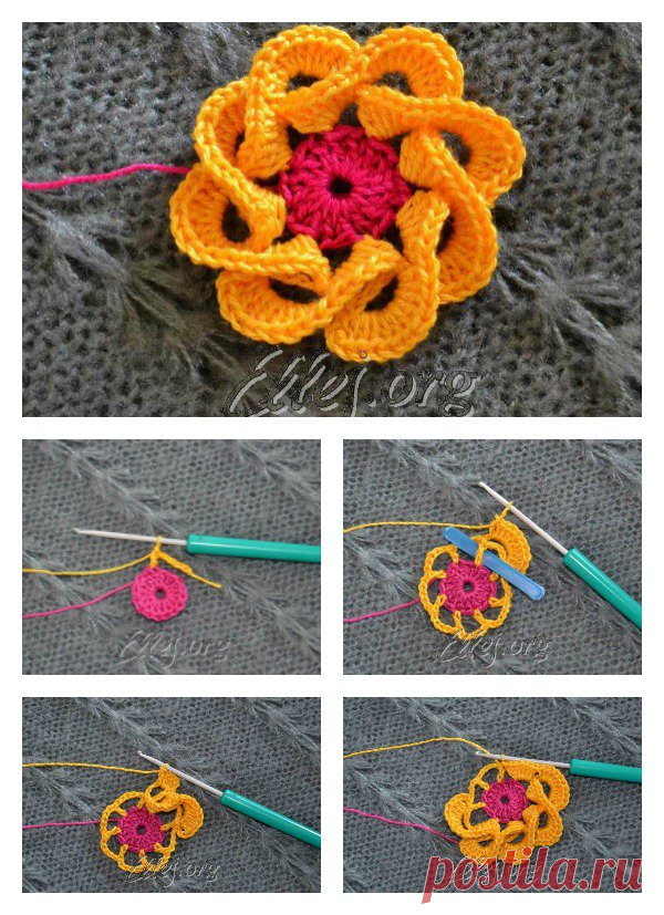How to Crochet 3D Flowers with Multi Petals -