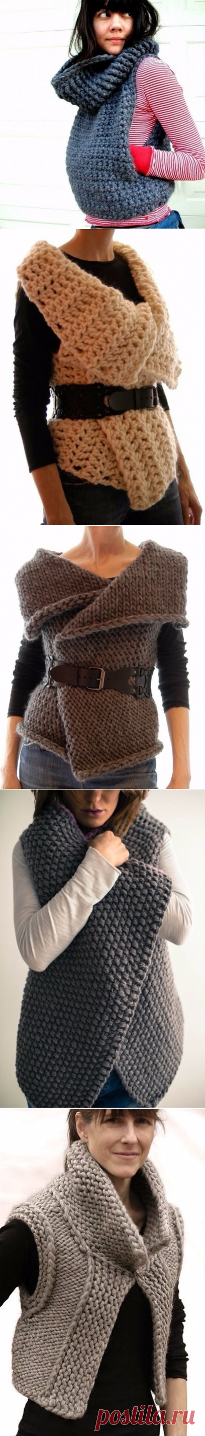 Жилет крупной вязки на осень