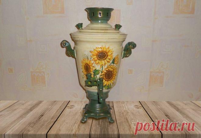 Декупаж самовара с подсолнухами - МК с фото и описанием работы