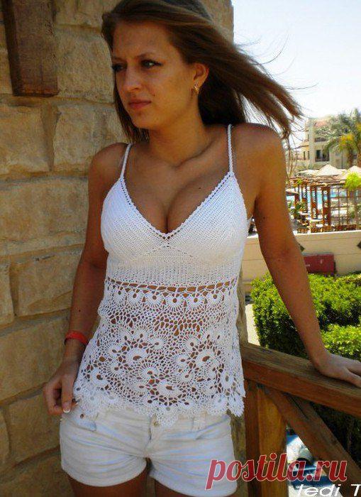 Вязание крючком летний топ. Топ белый крючком схема | Laboratory household