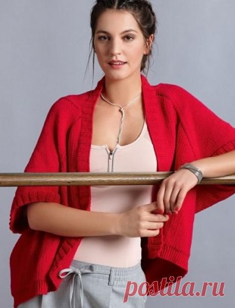 Красный жакет спицами