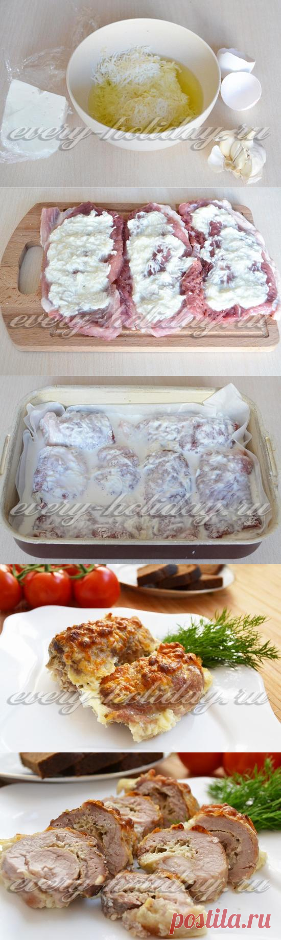 Рулетики из свинины с начинкой в духовке с фото