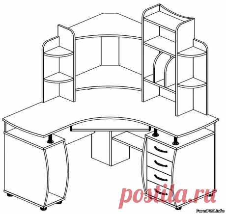 Стол угловой 1400х1400 - 01 - чертеж. - Столы - Готовые проекты - Скачать 3d модели мебели и фурнитуры - Мебель и интерьер своими руками
