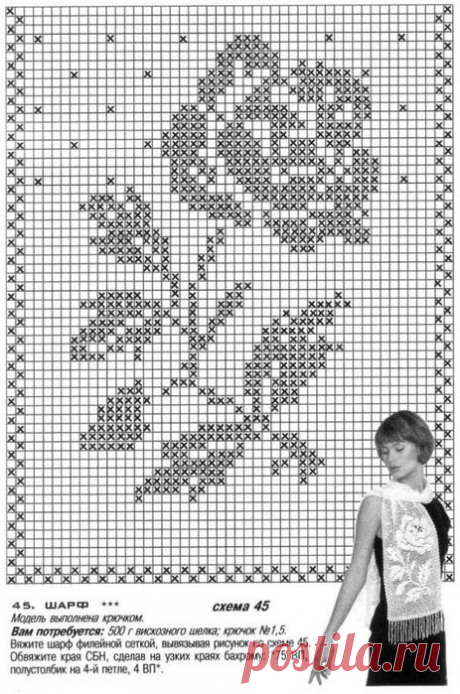 Схемы для филейного вязания Розы Цветы