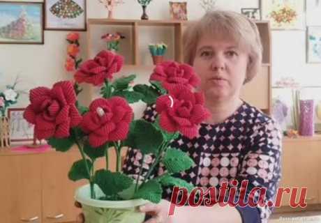 "Роза" в технике макраме. Видео МК | Макраме и вязание на вилке Мастер-класс по изготовлению "Розы" в технике макрамеДом Детского Творчества г.Кировское