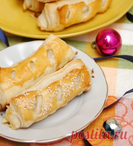 Вкусные слойки с яблоками. Трубочки из слоеного теста. - пошаговый рецепт с фото