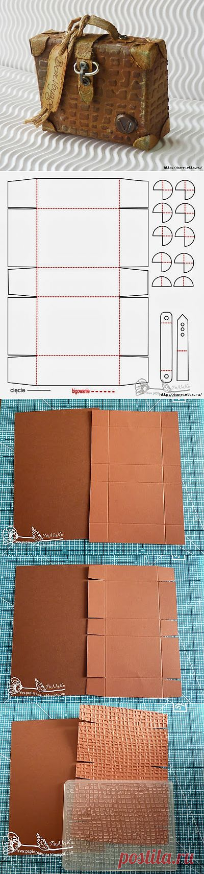 Скрапбукинг. Чемодан из фактурного картона + Шаблон.