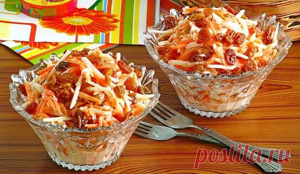 Сладкий салат из моркови и яблок! Полезный перекус на скорую руку!