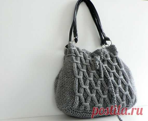 (434) OFF 15% NzLbags New - Gray Knit Bag, Handbag - Shoulder Bag, Leather Strap Nr-0186