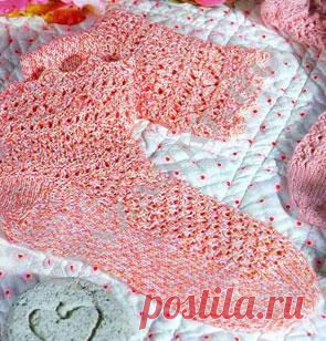Розовые ажурные носки (спицами) - Вязанки.РУ - Все о вязании