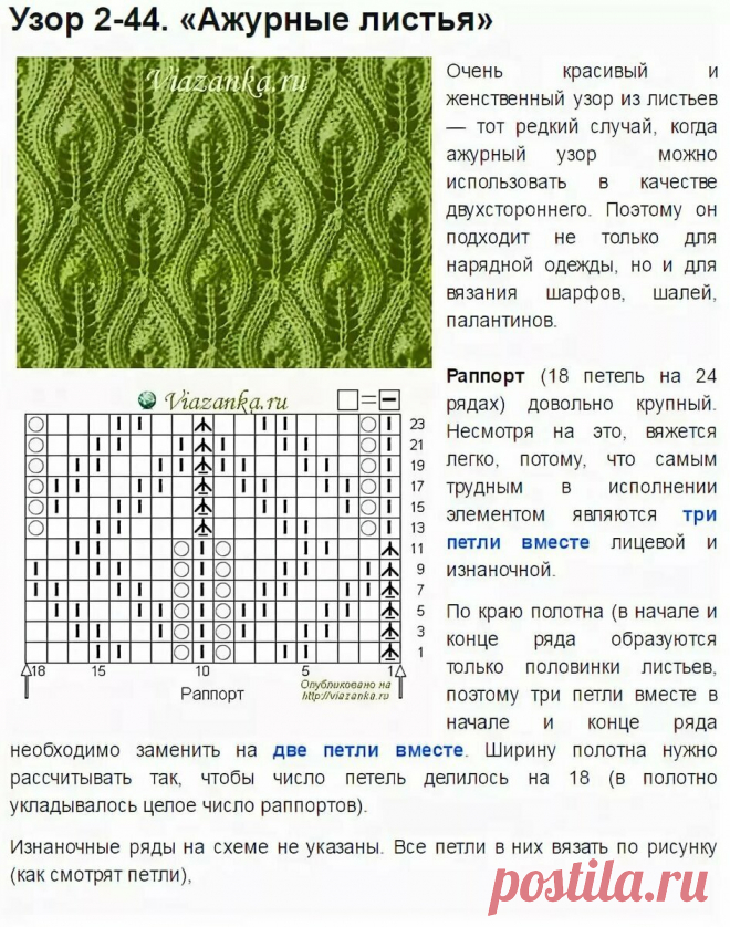 30 узоров спицами с 