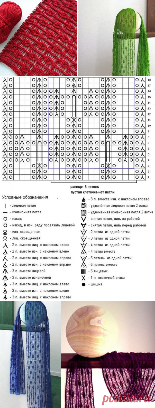 Ажурный узор спицами 