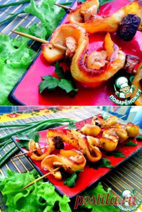Запеченные картофельные завитушки на шпажках - кулинарный рецепт