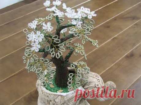 Бонсай  Денежное дерево из бисера своими руками  часть 2
