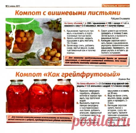 Компот с вишневыми листьями. Компот &quot;Как грейпфрутовый&quot;