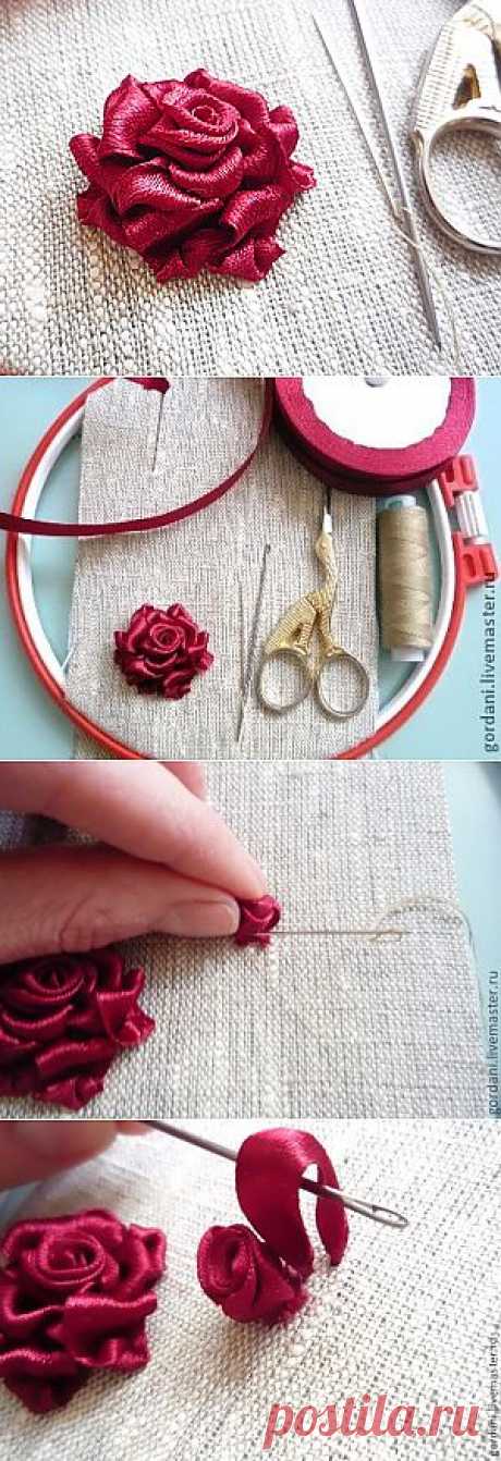 Роза.Вышивка лентами. - Ярмарка Мастеров - ручная работа, handmade