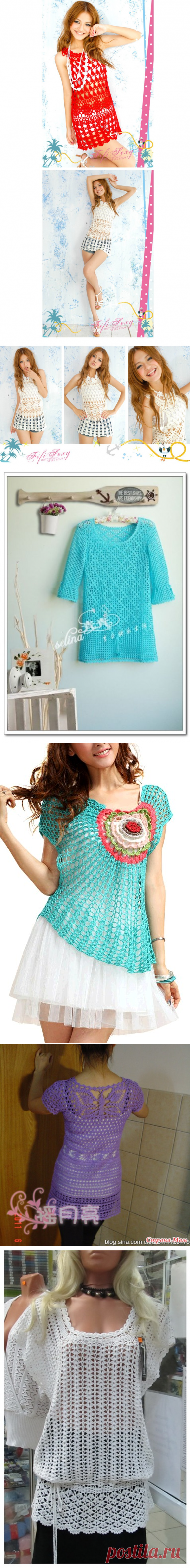 Туники крючком. Подборка