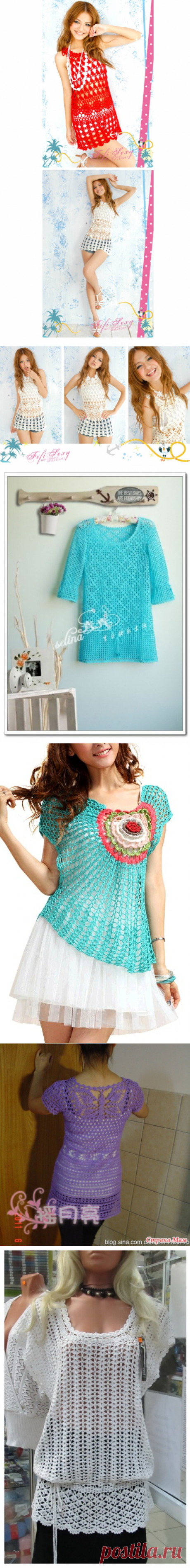 Туники крючком. Подборка
