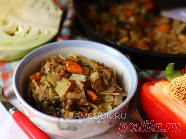 Тушеная капуста с чечевицей — рецепт с фото Постное или веганское, диетическое блюдо на обед или ужин. Замечательное сочетание овощей и чечевицы. Самостоятельное блюдо или гарнир.