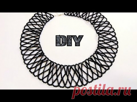 Колье ПАУТИНКА из Бисера и Стекляруса Своими Руками / Beaded Necklace DIY / necklace handmade