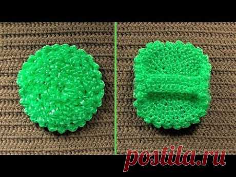 Маленькая круглая мочалка на руку крючком